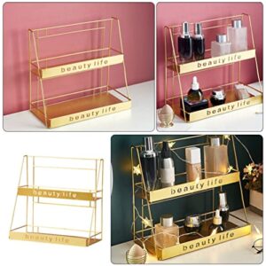 LIFKOME Bathroom Storage 2- Tier Bathroom Organizer Metal Bathroom Countertop Organizer and Storage Shelf Vanity Cosmetic Organizer Holder Kitchen Rack Standing Shelf Organizer