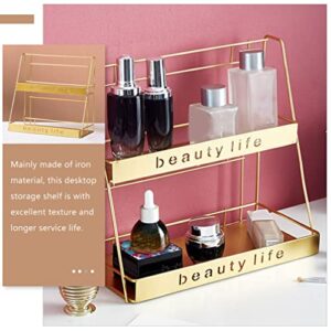 LIFKOME Bathroom Storage 2- Tier Bathroom Organizer Metal Bathroom Countertop Organizer and Storage Shelf Vanity Cosmetic Organizer Holder Kitchen Rack Standing Shelf Organizer