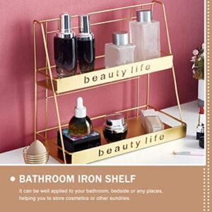 LIFKOME Bathroom Storage 2- Tier Bathroom Organizer Metal Bathroom Countertop Organizer and Storage Shelf Vanity Cosmetic Organizer Holder Kitchen Rack Standing Shelf Organizer