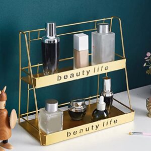 LIFKOME Bathroom Storage 2- Tier Bathroom Organizer Metal Bathroom Countertop Organizer and Storage Shelf Vanity Cosmetic Organizer Holder Kitchen Rack Standing Shelf Organizer