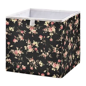 kigai storage basket floral foldable storage bin 11 x 11 x 11 inches cube storage baskets box for shelves closet laundry nursery bedroom home decor