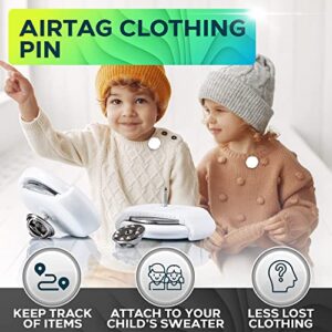 AirTag Holder Pin - Case to Clip Your Apple AirTags on Clothing and Other Accessories - Ideal Tracker for Kids Items - Cute and Practical Cover to Track Lost Items for Your Child
