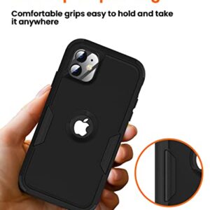 FireNova Design for iPhone 11 Case, with [Tempered Glass Screen Protector][Shockproof] [Dropproof],Protective Heavy-Duty 3 in 1 Tough Rugged Non-Slip Protective Phone Case Cover,6.1 Inch,Black