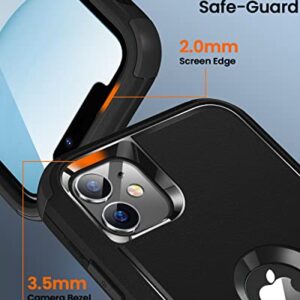 FireNova Design for iPhone 11 Case, with [Tempered Glass Screen Protector][Shockproof] [Dropproof],Protective Heavy-Duty 3 in 1 Tough Rugged Non-Slip Protective Phone Case Cover,6.1 Inch,Black