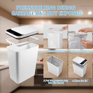 TemphytBong White Automatic Touchless Narrow Covered Bathroom Trash Can with Lids 2.5 Gallon Slim Motion Sensor Trash Can for Kitchen Bedroom Office Toilet Rechargeable Plastic Lidded Garbage Can