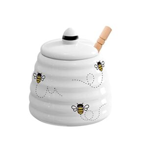 Coloch 6 Pack Ceramic Honey Pot with Wooden Dipper, Honey Jar Serving Set for Bridal Shower Favor, Baby Shower Favor, Wedding Favor & Home Kitchen