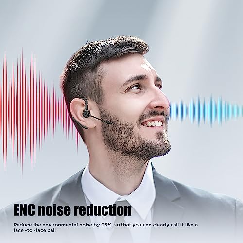 Mosonnytee Bluetooth earpiece Bluetooth Headset Noise Cancelling Headphone with Microphone Trucker Bluetooth Headset Single Ear Hands-Free Headphones with Replaceable Batteries