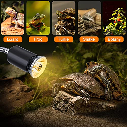 Rnyloas Reptile Heat Lamp 360° Rotatable, Reptile Basking Lamp with Dimmable Switch, 2 Pack Full Spectrum 25W & 50W UVA UVB Bulb for Aquarium, Reptiles,Lizard, Turtle, Snake