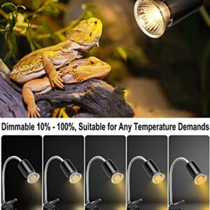 Rnyloas Reptile Heat Lamp 360° Rotatable, Reptile Basking Lamp with Dimmable Switch, 2 Pack Full Spectrum 25W & 50W UVA UVB Bulb for Aquarium, Reptiles,Lizard, Turtle, Snake