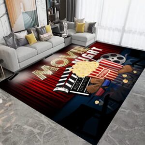 Vintage Cinema Movie Theater Decor Carpet Home Theater Decor Modern Area Rugs Soft Non-Skid Indoor Outdoor Floor Mat Runner Rugs Throw Rugs Doormat for Bedroom Living Room Dorm Playroom