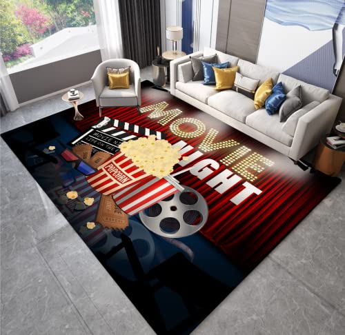 Vintage Cinema Movie Theater Decor Carpet Home Theater Decor Modern Area Rugs Soft Non-Skid Indoor Outdoor Floor Mat Runner Rugs Throw Rugs Doormat for Bedroom Living Room Dorm Playroom