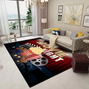 Vintage Cinema Movie Theater Decor Carpet Home Theater Decor Modern Area Rugs Soft Non-Skid Indoor Outdoor Floor Mat Runner Rugs Throw Rugs Doormat for Bedroom Living Room Dorm Playroom