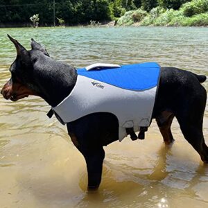 Dog Life Jacket, Sport Style Dog Float Coat with Excellent Buoyancy, Stylish Dog Swimming Safety Vest with Rescue Handle for Small Medium Large Dogs Blue M