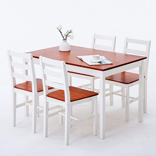 5-Piece Dining Table Set, Kitchen Dinner Table and 4 Chairs