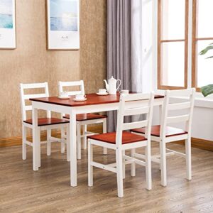 5-Piece Dining Table Set, Kitchen Dinner Table and 4 Chairs