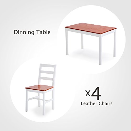 5-Piece Dining Table Set, Kitchen Dinner Table and 4 Chairs