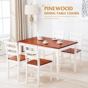 5-Piece Dining Table Set, Kitchen Dinner Table and 4 Chairs