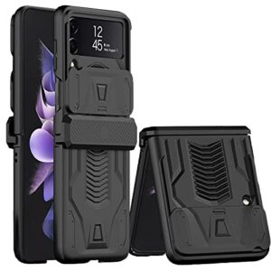 cocoing for samsung galaxy z flip 3 case with hinge protection device and sliding camera protection cover,military-grade armor protection case for samsung z flip 3 5g (black)