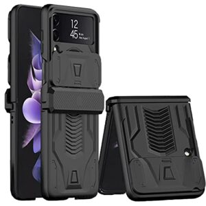 COCOING for Samsung Galaxy Z Flip 3 Case with Hinge Protection Device and Sliding Camera Protection Cover,Military-Grade Armor Protection Case for Samsung Z Flip 3 5G (Black)