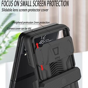 COCOING for Samsung Galaxy Z Flip 3 Case with Hinge Protection Device and Sliding Camera Protection Cover,Military-Grade Armor Protection Case for Samsung Z Flip 3 5G (Black)