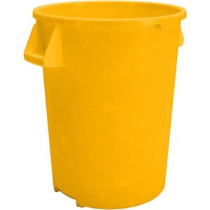 carlisle foodservice products bronco yellow 32 gallon round waste bin trash container - 84103204 - pack of 4