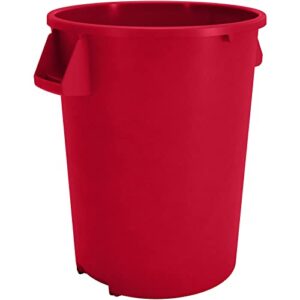 carlisle foodservice products bronco red 32 gallon round waste bin trash container - 84103205 - pack of 4