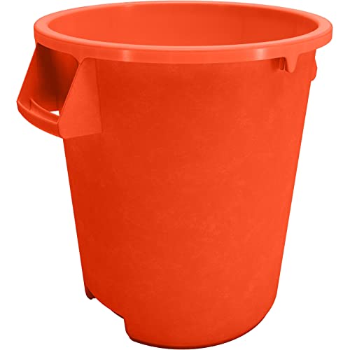 Carlisle FoodService Products Bronco Orange 10 Gallon Round Waste Bin Trash Container - 84101024 - Pack of 6