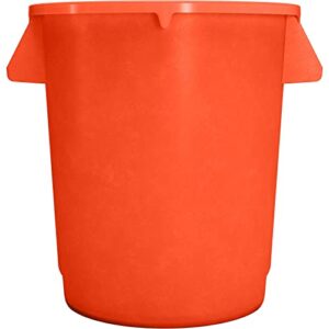 Carlisle FoodService Products Bronco Orange 10 Gallon Round Waste Bin Trash Container - 84101024 - Pack of 6