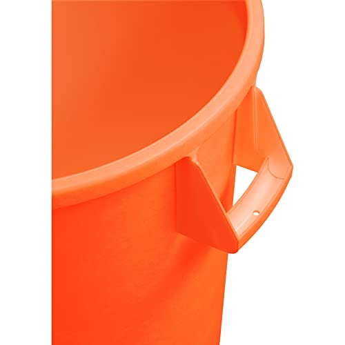 Carlisle FoodService Products Bronco Orange 20 Gallon Round Waste Bin Trash Container - 84102024 - Pack of 6