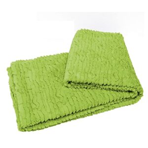 BYTIDE Cloud Striped Oversized Faux Fur Plush Throw Blankets with Rippled/Pleated Design, Super Soft Warm Cozy Fluffy Fuzzy Luxury Throw for Couch Sofa Chair Bed Cover, 60 x 70 in, Lime Green