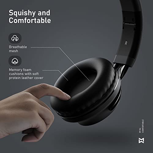 Mevoix On Ear Headphones with Microphone, Wired Headphones for Adults Teens Kids, Deep Bass, Memory Foam Earpads, Foldable Noise Isolating Wired Stereo Headphones for Computer Laptop Smartphone