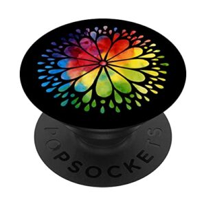 rainbow watercolor mandala for peace relaxation meditation popsockets swappable popgrip