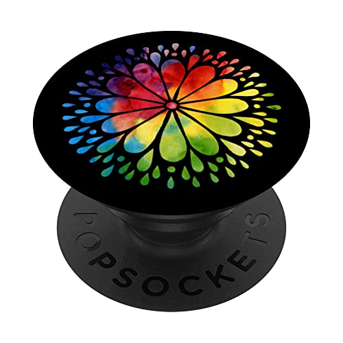 Rainbow Watercolor Mandala for Peace Relaxation Meditation PopSockets Swappable PopGrip