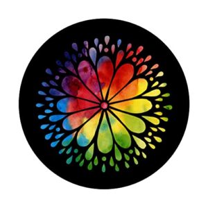 Rainbow Watercolor Mandala for Peace Relaxation Meditation PopSockets Swappable PopGrip