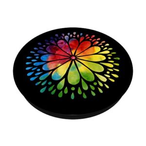 Rainbow Watercolor Mandala for Peace Relaxation Meditation PopSockets Swappable PopGrip