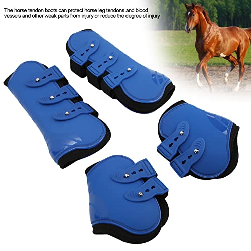 Folanda Horse Sport Boots Set of 4, PU Shell Front and Hind Horse Tendon Fetlock Brace Guard Boots for Riding, Shock Absorbing, Jumping, Horse Leggins Boots(L)
