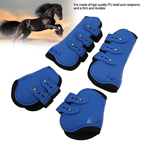 Folanda Horse Sport Boots Set of 4, PU Shell Front and Hind Horse Tendon Fetlock Brace Guard Boots for Riding, Shock Absorbing, Jumping, Horse Leggins Boots(L)