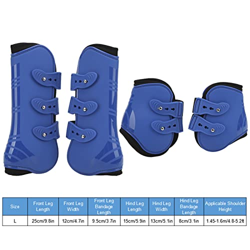 Folanda Horse Sport Boots Set of 4, PU Shell Front and Hind Horse Tendon Fetlock Brace Guard Boots for Riding, Shock Absorbing, Jumping, Horse Leggins Boots(L)