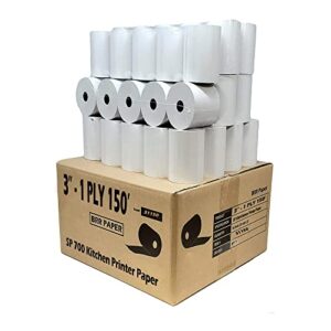 cash register paper for star sp700 3" x 150' bond (50 non-thermal) pos kitchen printer paper - 50 gsm new pos receipt rolls for tmu200 srp275