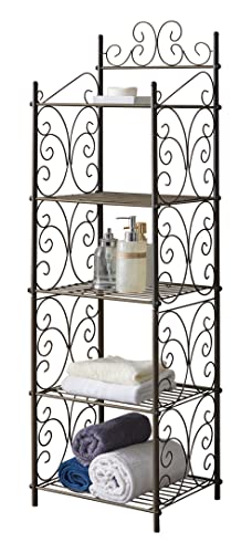 Kings Brand Furniture - 5 Tier Bathroom Storage Shelf Unit, Free-Standing Metal Rack Shelving for Kitchen, Living Room, Hallway, Pewter