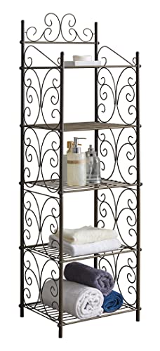 Kings Brand Furniture - 5 Tier Bathroom Storage Shelf Unit, Free-Standing Metal Rack Shelving for Kitchen, Living Room, Hallway, Pewter