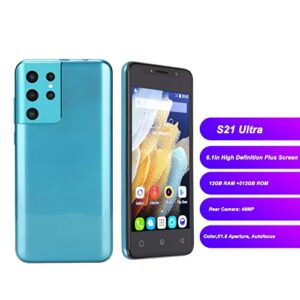 CCYLEZ S21 Ultra 3G Smartphone, for Android 11 6.1in HD Screen Unlocked Cell Phone 3G, IPS Rear Cover Dual SIM Support Face Recognition Mobile Phone Unlocked, Dual Camera, WiFi, MTK6889, 12G(Green)