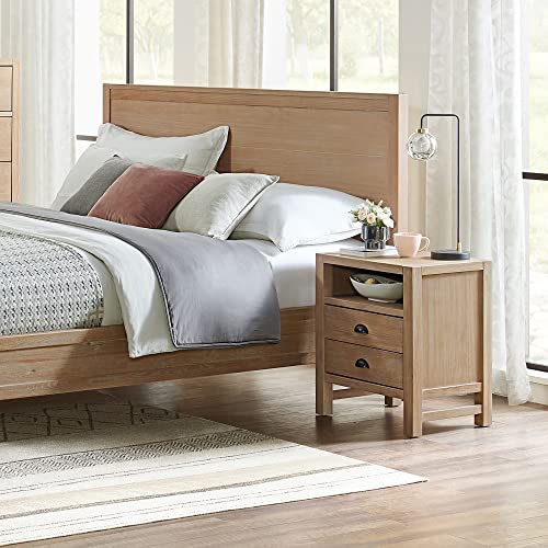 Alaterre Furniture Arden 2-Drawer Wood Nightstand, Children's Bedroom Furniture, Modern Rustic Design, Solid Pine Wood Construction, Light Driftwood Finish, Perfect for Child Room, Nursery or Playroom