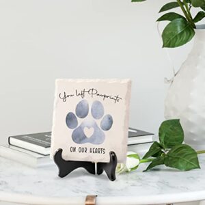 Paw Place Pet Memorial Gifts for Loss of a Dog or Cat - Decorative Ceramic Tile - Sympathy Gift In Memory and Remembrance for Your Pets