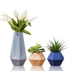 PROGUP Home Décor Boho Vase Set- 3 Small Vases, Modern Rustic Farmhouse Decor,Decorative Vase for Pampas Grass & Dried Flowers,Table, Bookshelf, Mantel and Entryway Decor