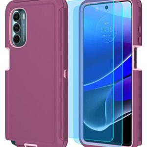 ONOLA Moto G Stylus 5G 2022 Case with HD Screen Protector, WineRed Pink TPU+PC Shock-Absorbent Cover [Not for 2021/4G]