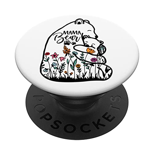 Mama Bear Wildflower Vintage Retro PopSockets Swappable PopGrip