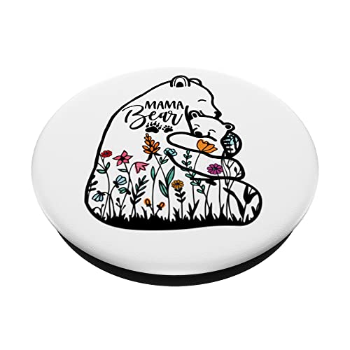 Mama Bear Wildflower Vintage Retro PopSockets Swappable PopGrip