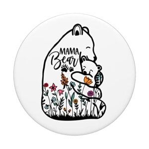 Mama Bear Wildflower Vintage Retro PopSockets Swappable PopGrip