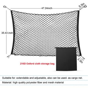 Dog Car Barrier SUV Pet Net + Free Metal Hooks, Dual Layer Pet Travel Safety Barrier Net, Easy to Install and Remove, Adjustable Car Dog Divider for Trucks, SUV, Vans, Car Net Organizer Storage Bag